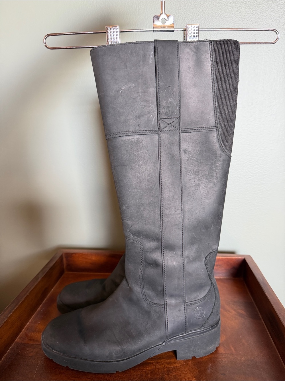 Timberland Black Over-the-Knee Leather Pull-On Boots